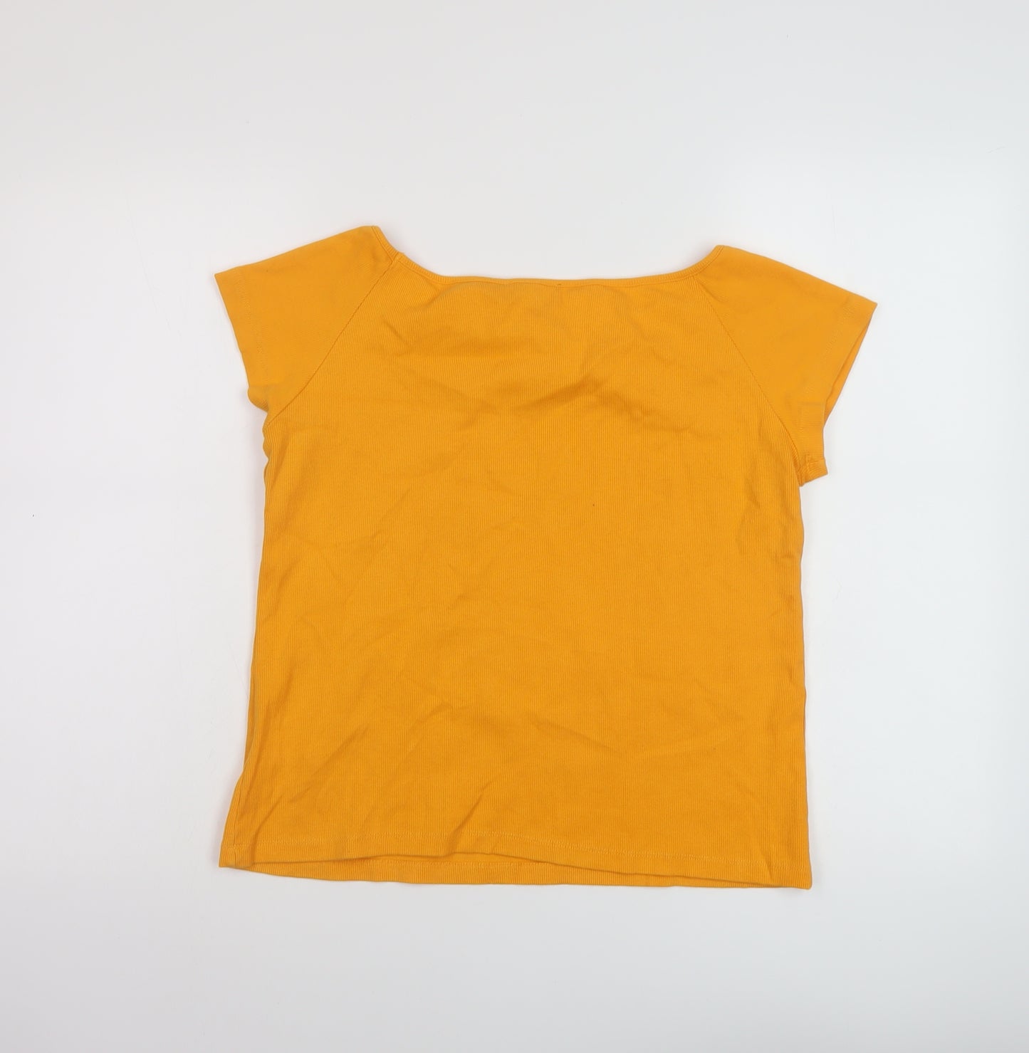 Saint + Sofia Womens Orange Cotton Basic T-Shirt Size 16 Round Neck