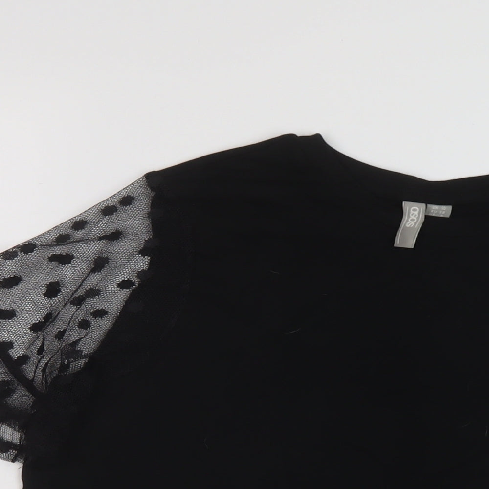 ASOS Womens Black Cotton Basic T-Shirt Size 10 Round Neck