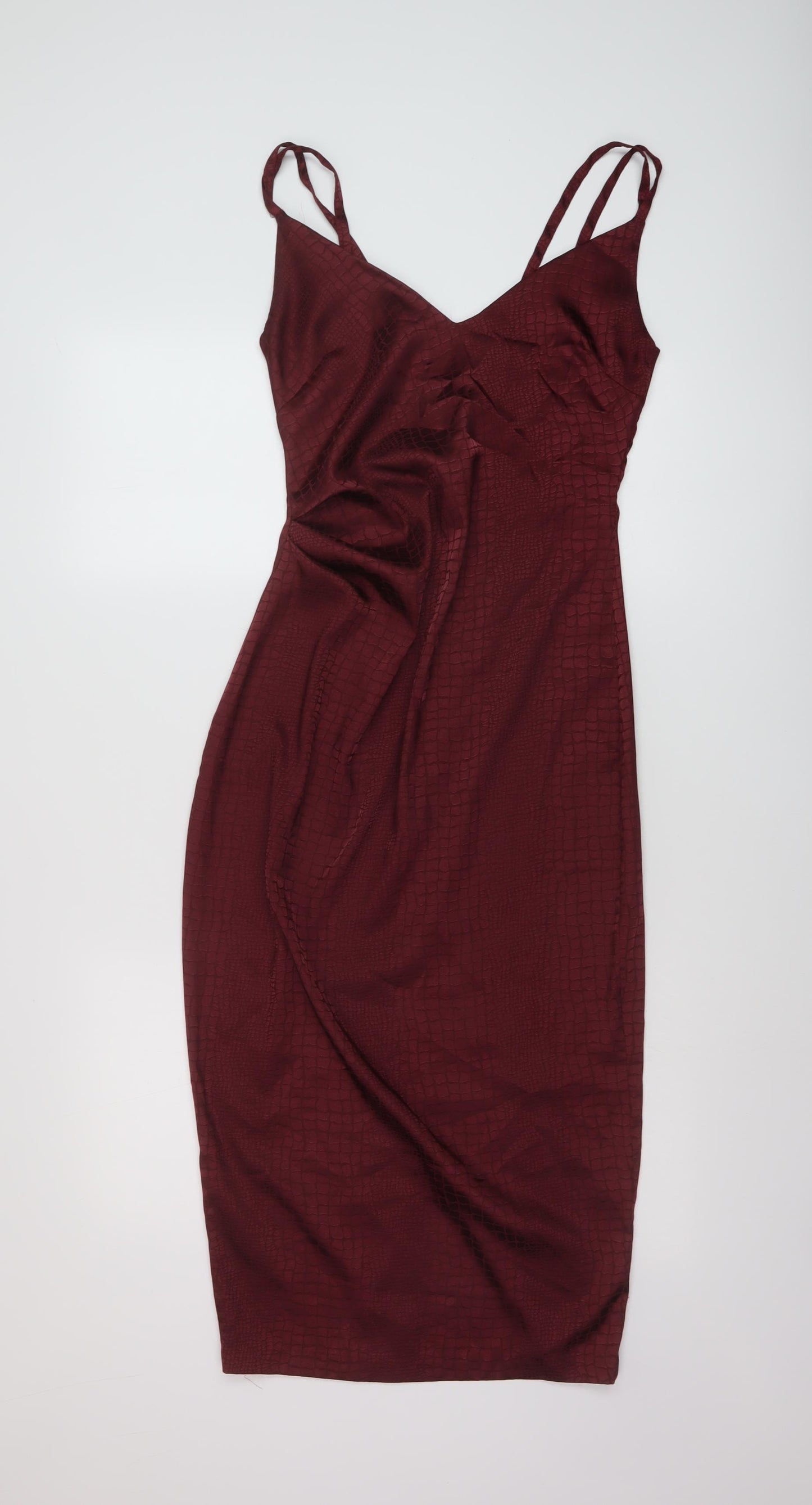 Vesper Womens Red Animal Print Polyester Slip Dress Size 8 V-Neck Zip