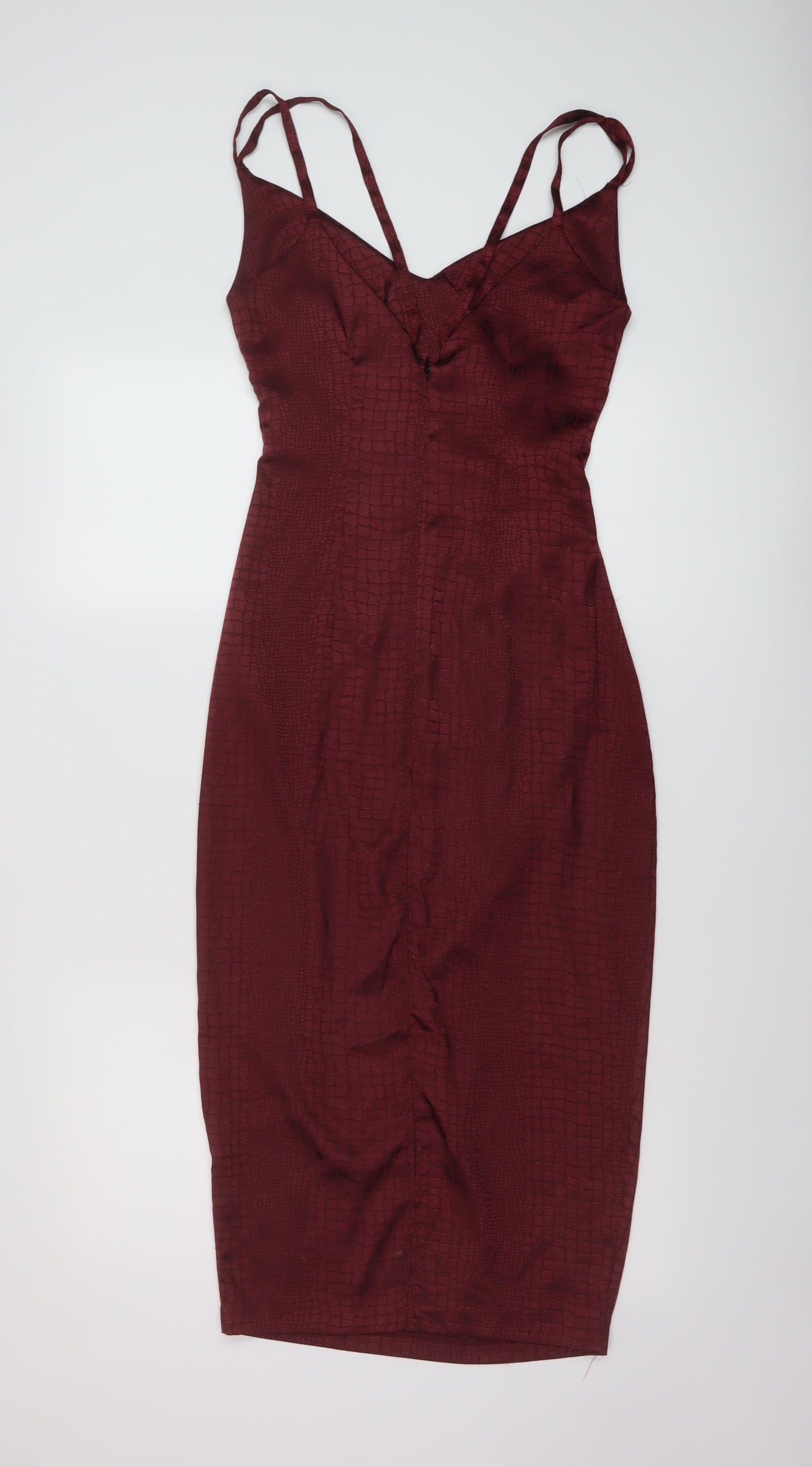 Vesper Womens Red Animal Print Polyester Slip Dress Size 8 V-Neck Zip