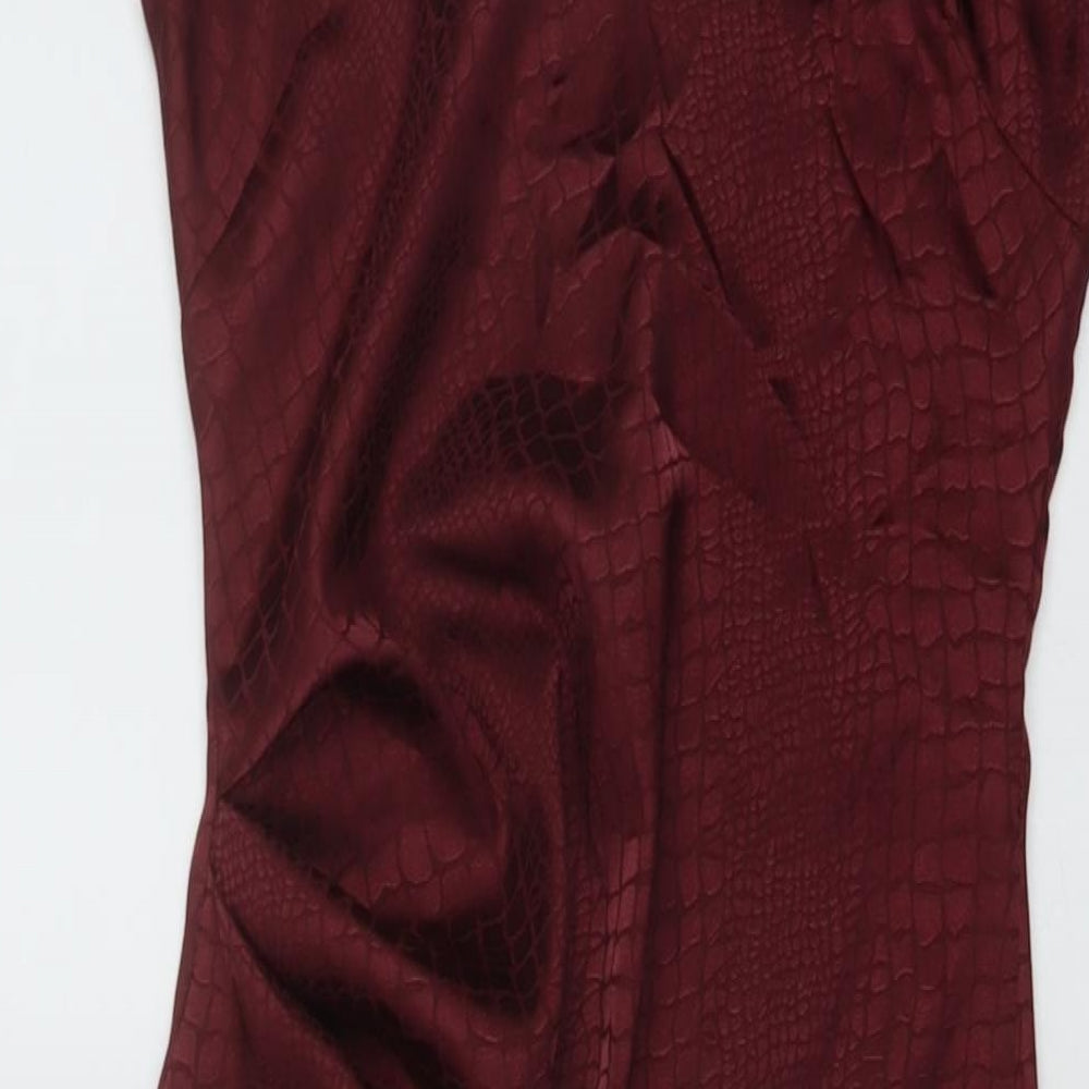 Vesper Womens Red Animal Print Polyester Slip Dress Size 8 V-Neck Zip
