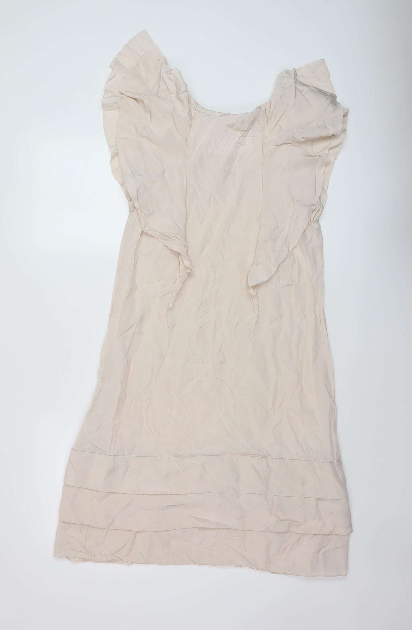 Briger St Mikkelsen Womens Beige Polyester Trapeze & Swing Size 8 Round Neck Pullover