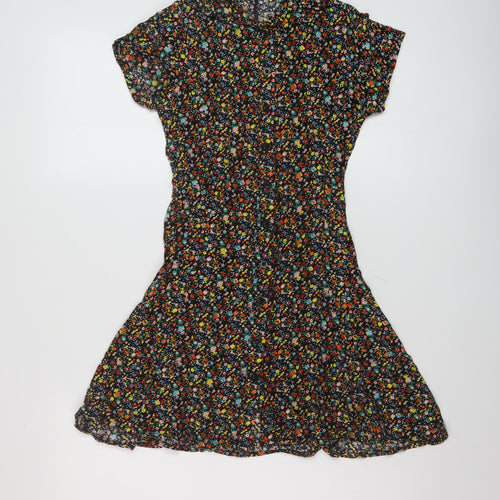 Moptel Womens Multicoloured Floral Viscose A-Line Size 2XS Collared Button