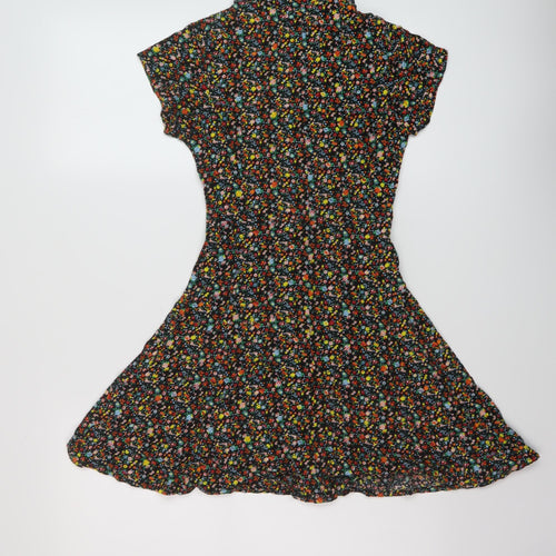Moptel Womens Multicoloured Floral Viscose A-Line Size 2XS Collared Button
