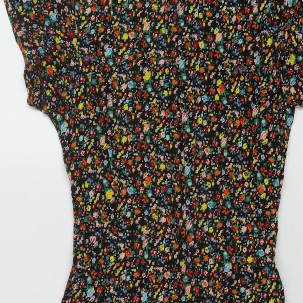 Moptel Womens Multicoloured Floral Viscose A-Line Size 2XS Collared Button