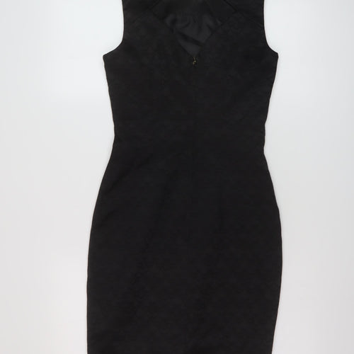 H&M Womens Black Cotton Sheath Size 6 Round Neck Zip