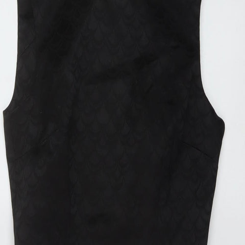H&M Womens Black Cotton Sheath Size 6 Round Neck Zip