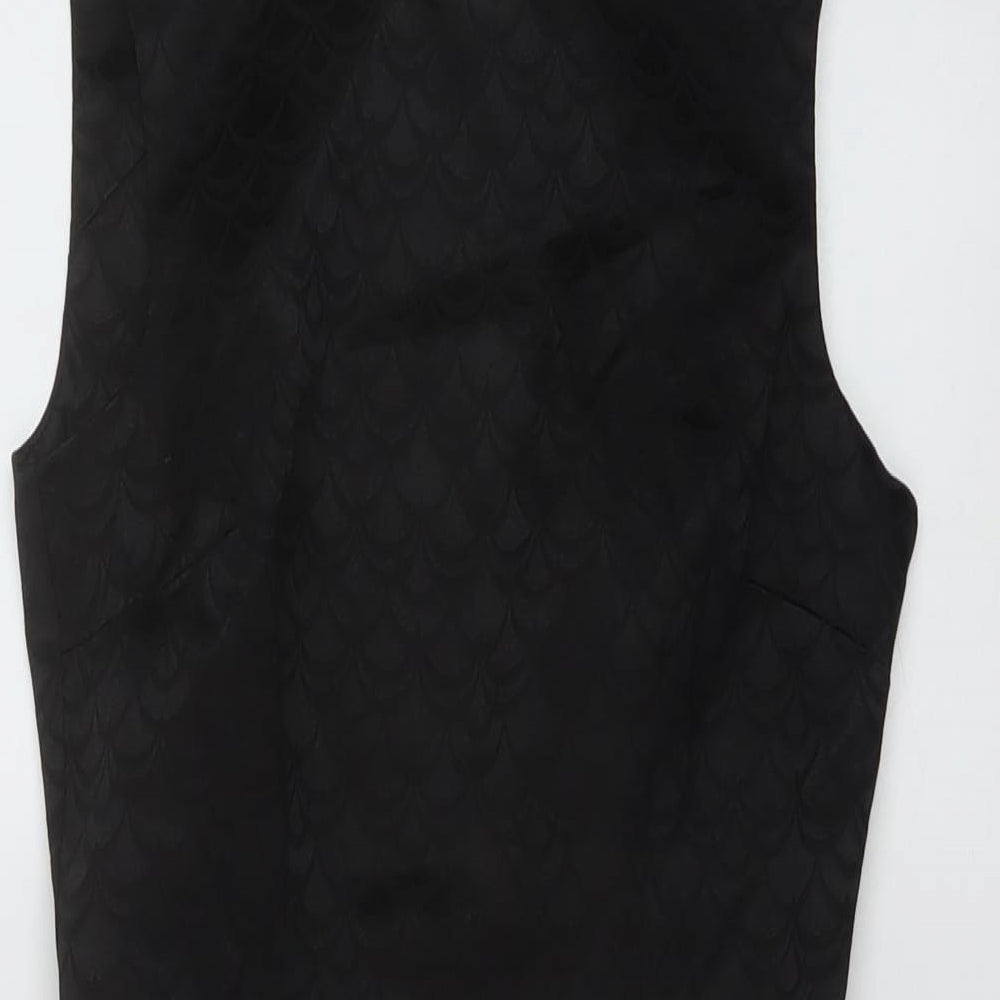 H&M Womens Black Cotton Sheath Size 6 Round Neck Zip