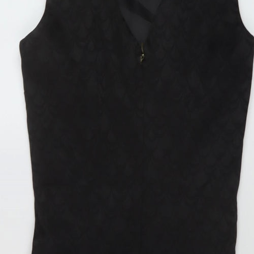 H&M Womens Black Cotton Sheath Size 6 Round Neck Zip