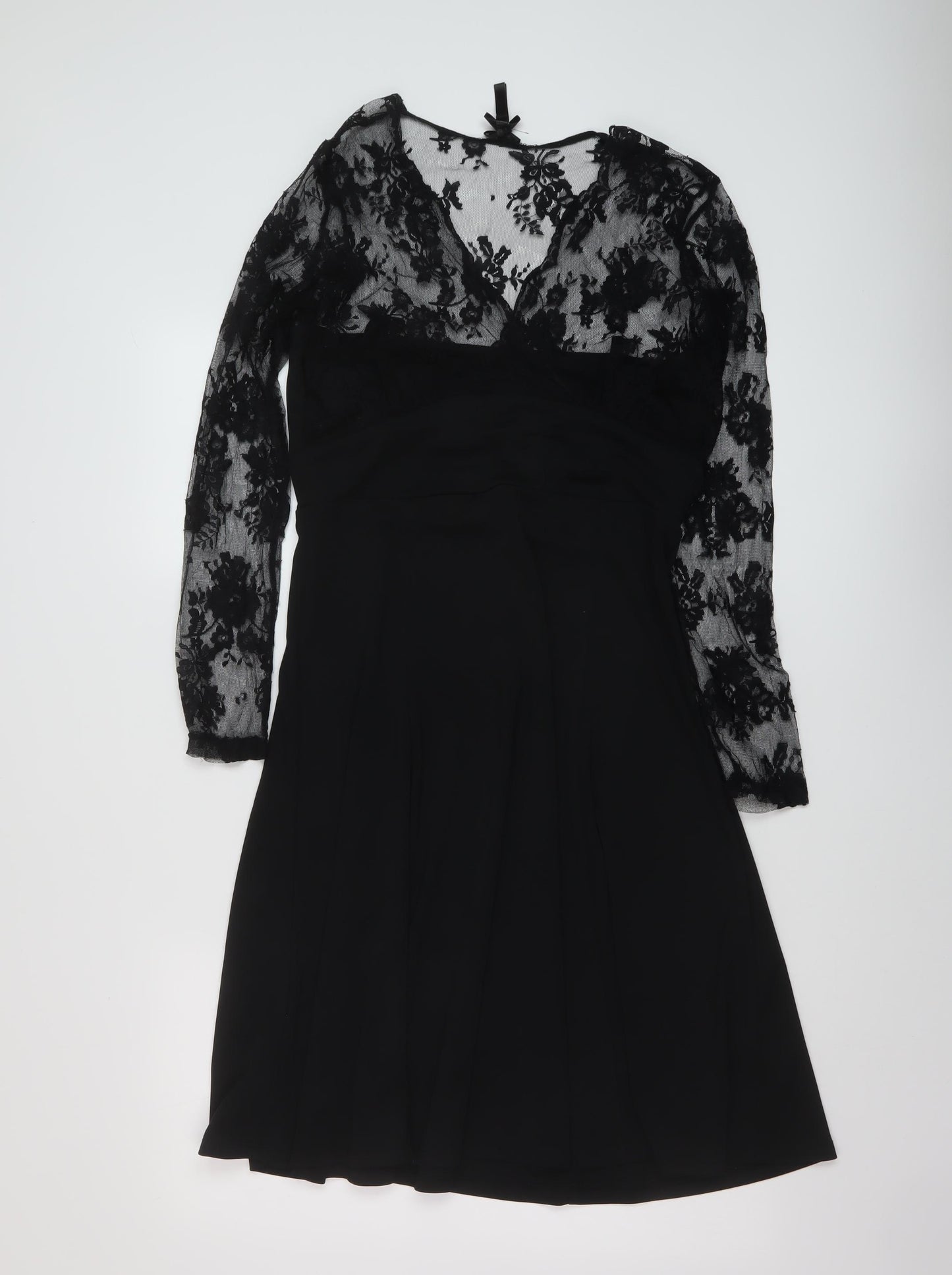 NEXT Womens Black Polyester A-Line Size 14 V-Neck Zip