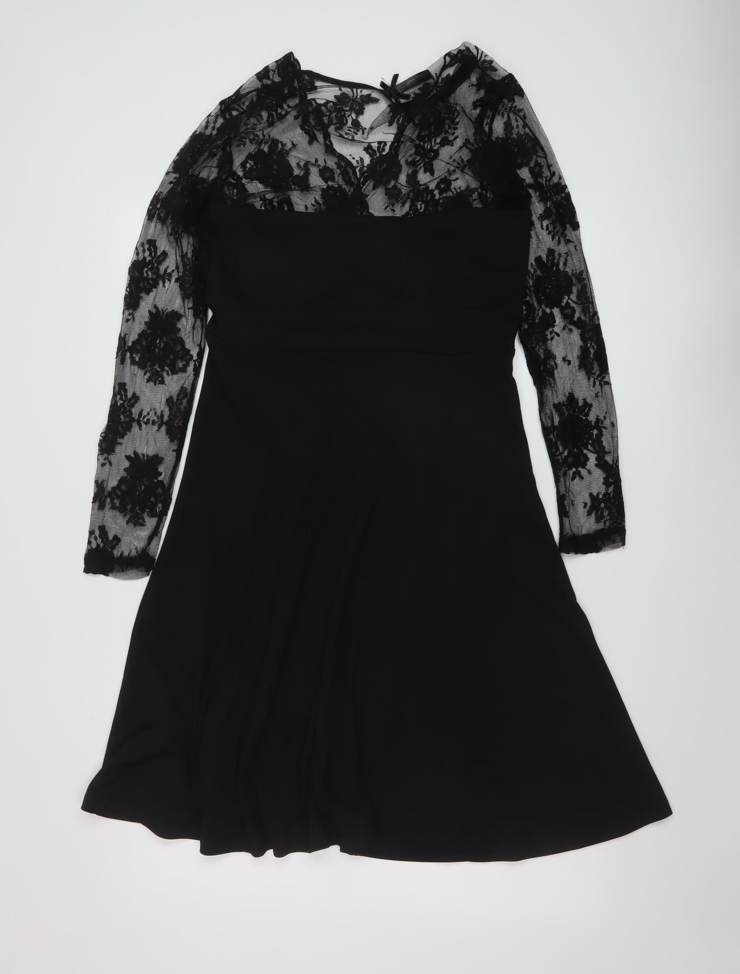 NEXT Womens Black Polyester A-Line Size 14 V-Neck Zip