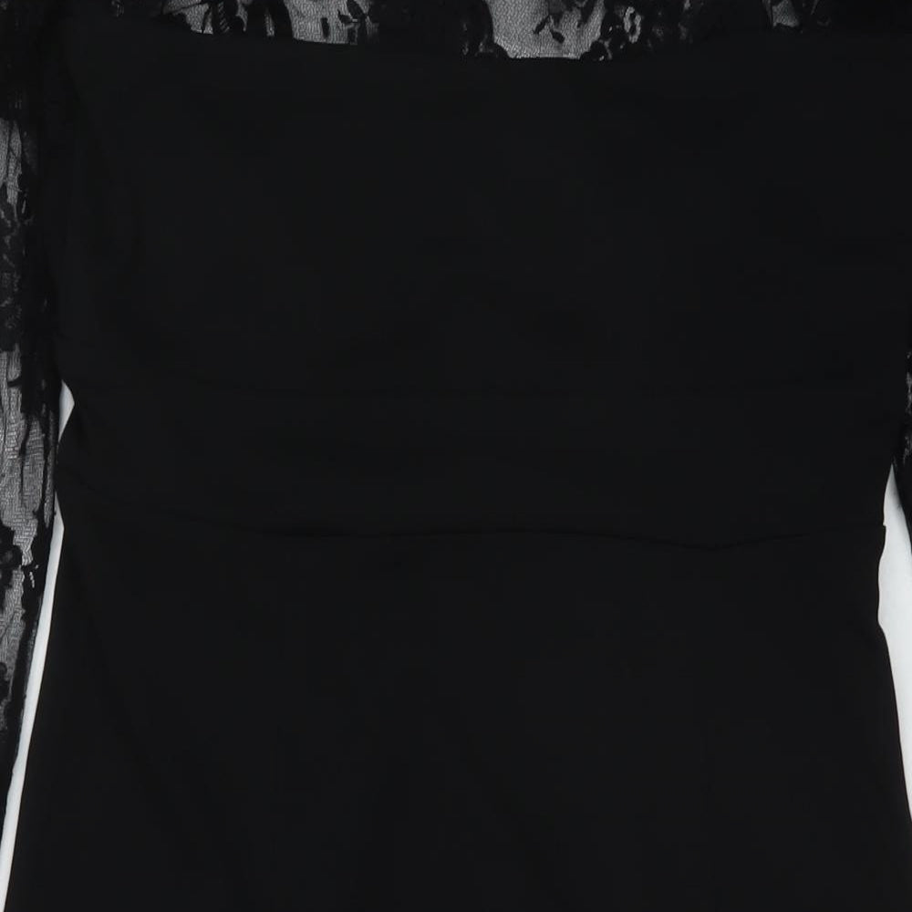 NEXT Womens Black Polyester A-Line Size 14 V-Neck Zip