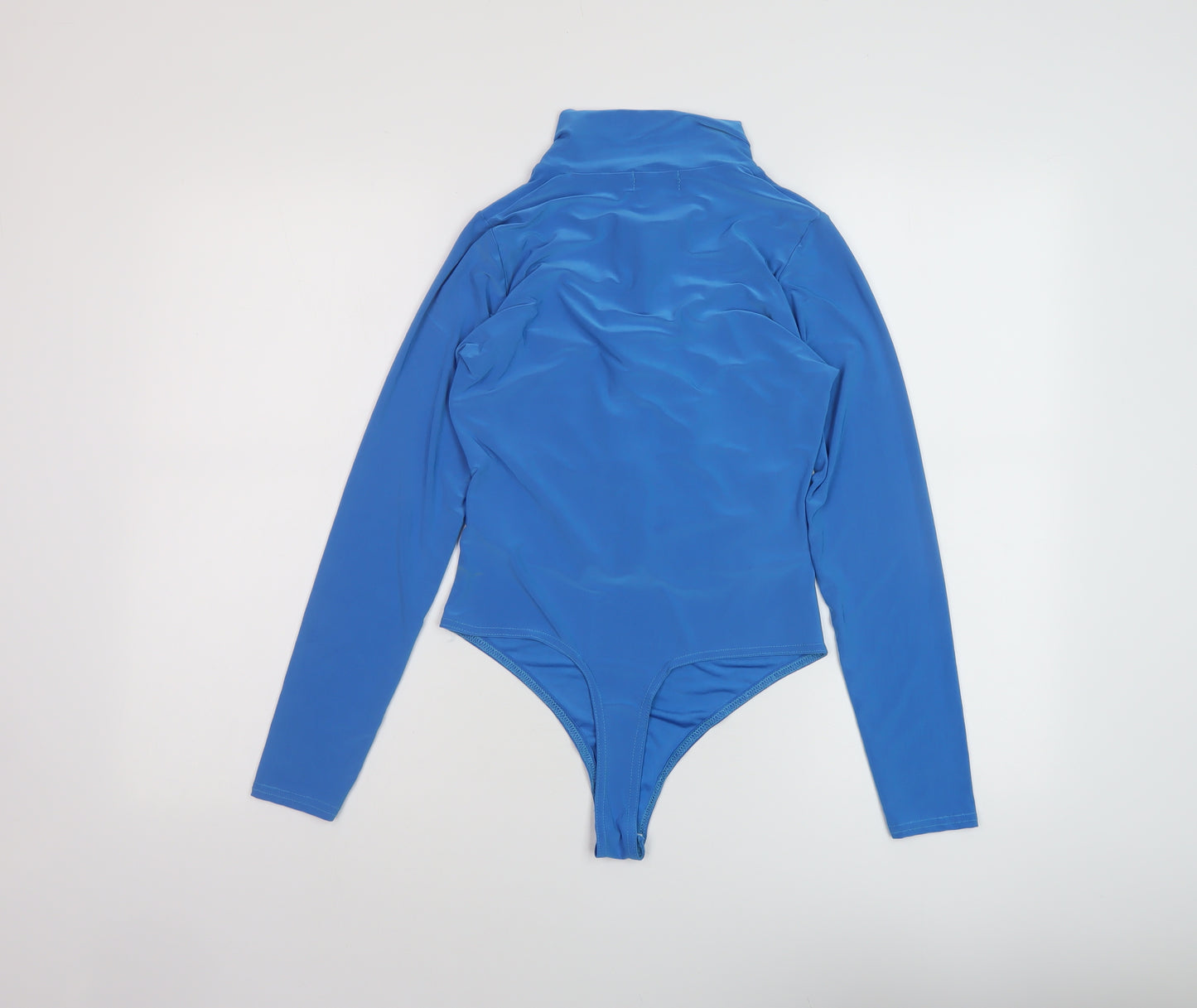 PRETTYLITTLETHING Womens Blue Polyester Bodysuit One-Piece Size 10 Button