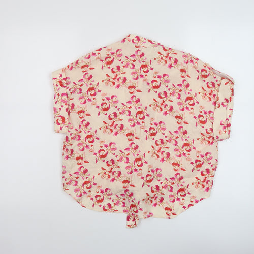 FRNCH Womens Pink Floral Viscose Basic Blouse Size S Collared
