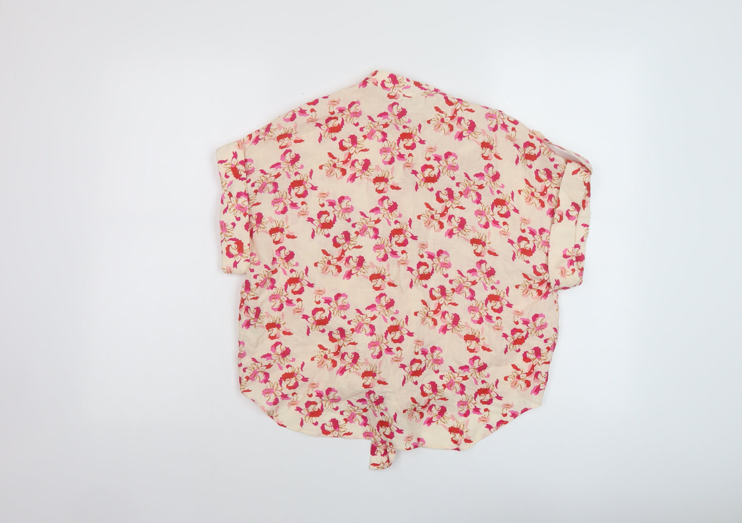 FRNCH Womens Pink Floral Viscose Basic Blouse Size S Collared