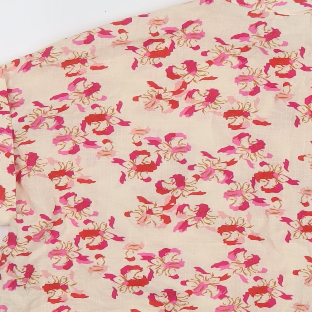 FRNCH Womens Pink Floral Viscose Basic Blouse Size S Collared