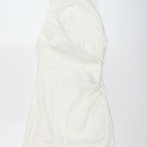 Zara Womens Ivory Linen Mini Size S Square Neck Zip