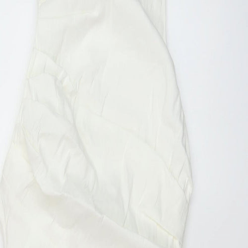 Zara Womens Ivory Linen Mini Size S Square Neck Zip