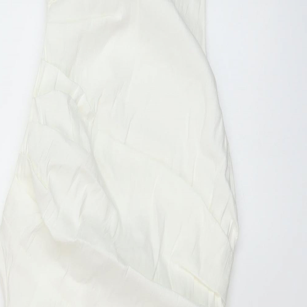 Zara Womens Ivory Linen Mini Size S Square Neck Zip