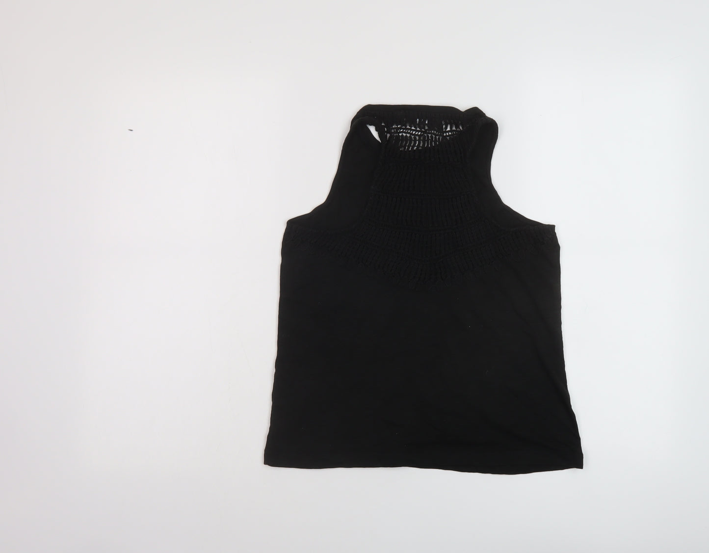 Superdry Womens Black Cotton Basic Tank Size 8 Round Neck