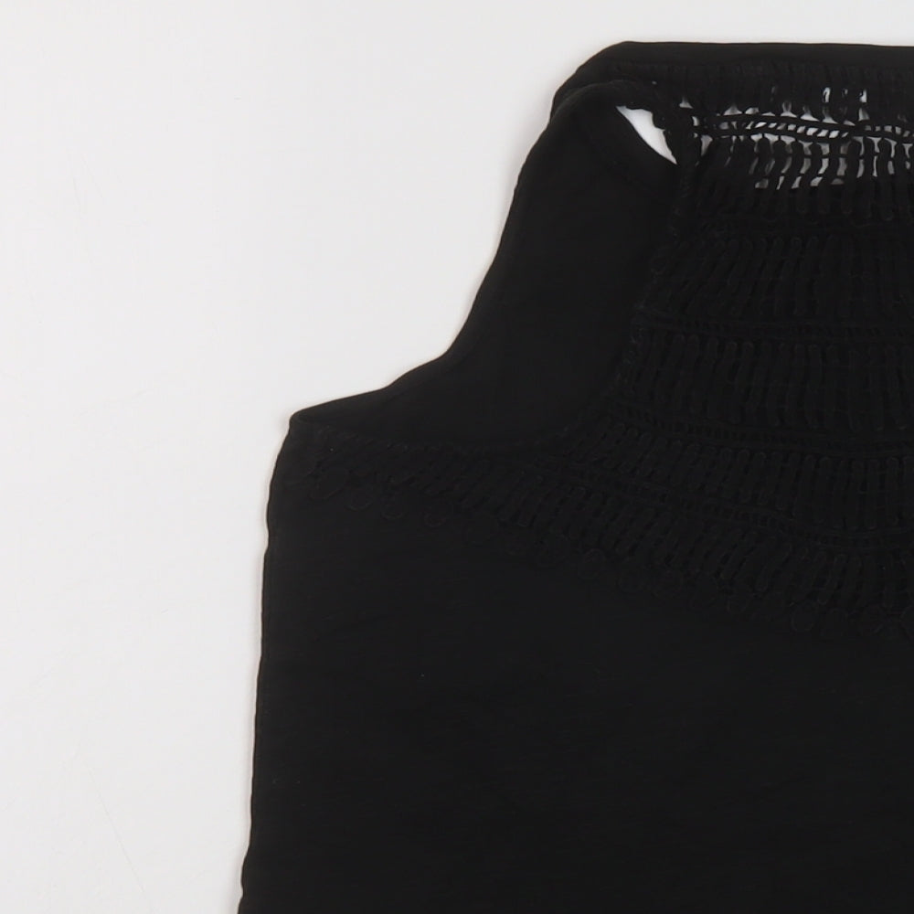 Superdry Womens Black Cotton Basic Tank Size 8 Round Neck