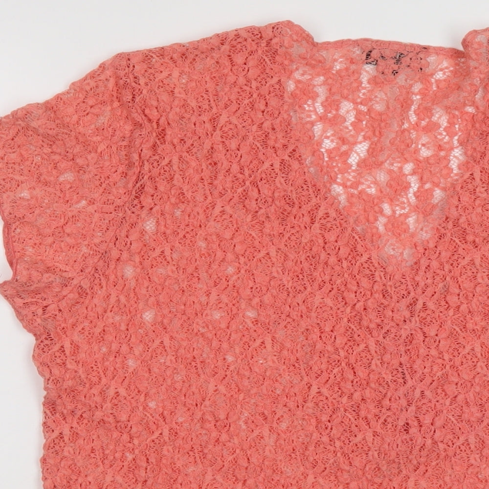 Casamia Womens Orange Cotton Basic T-Shirt Size S V-Neck