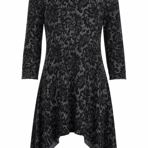 Marks and Spencer Womens Grey Roll Neck Geometric Acrylic Tunic Jumper Size 12