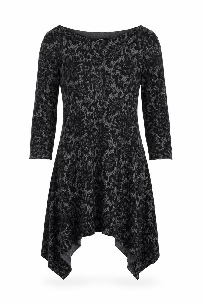Marks and Spencer Womens Grey Roll Neck Geometric Acrylic Tunic Jumper Size 12