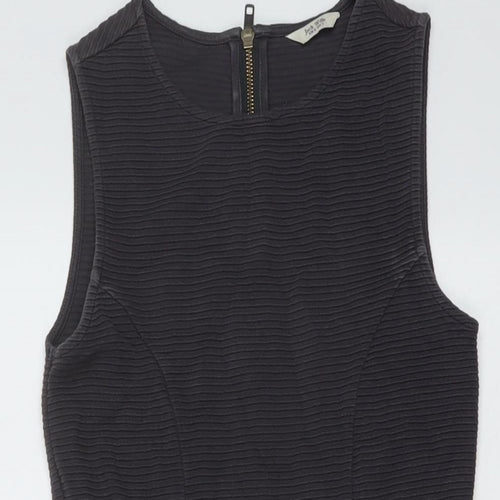 Jack Wills Womens Grey Cotton Skater Dress Size 6 Round Neck Zip