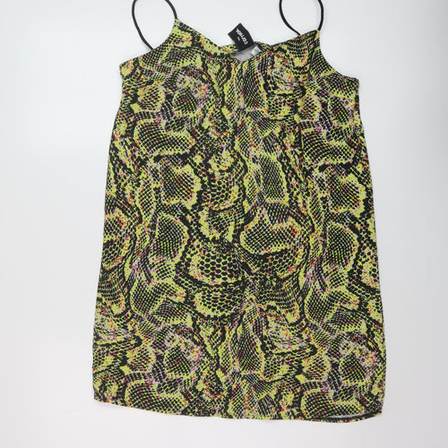 COLLUSION Womens Multicoloured Animal Print Polyester Mini Size 12 V-Neck Pullover