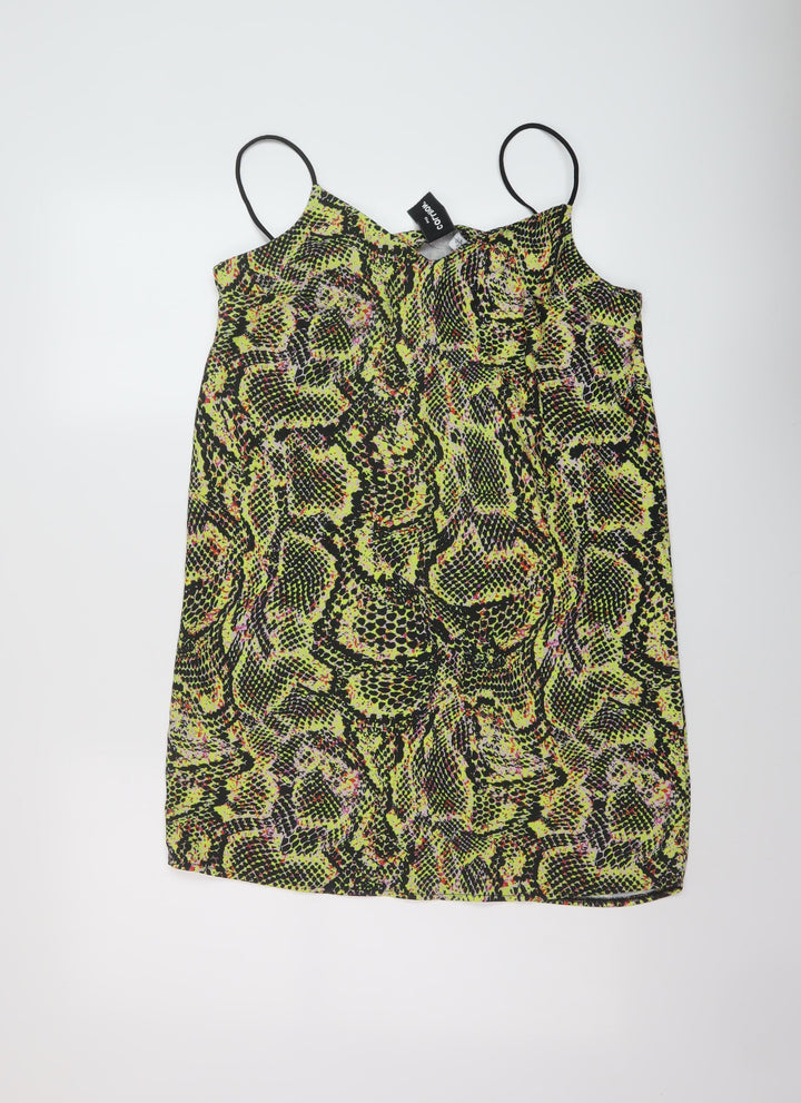 COLLUSION Womens Multicoloured Animal Print Polyester Mini Size 12 V-Neck Pullover