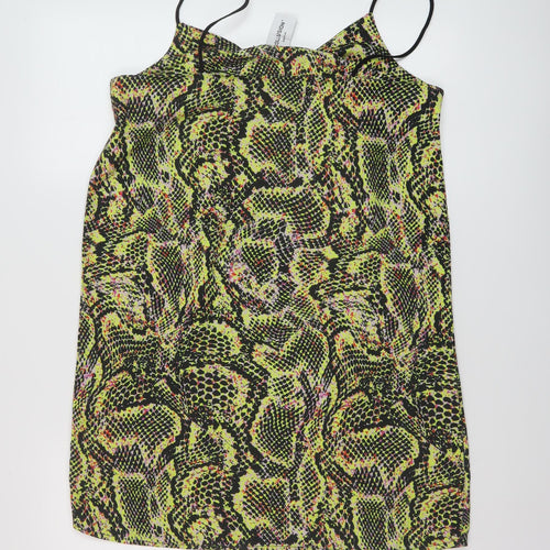 COLLUSION Womens Multicoloured Animal Print Polyester Mini Size 12 V-Neck Pullover