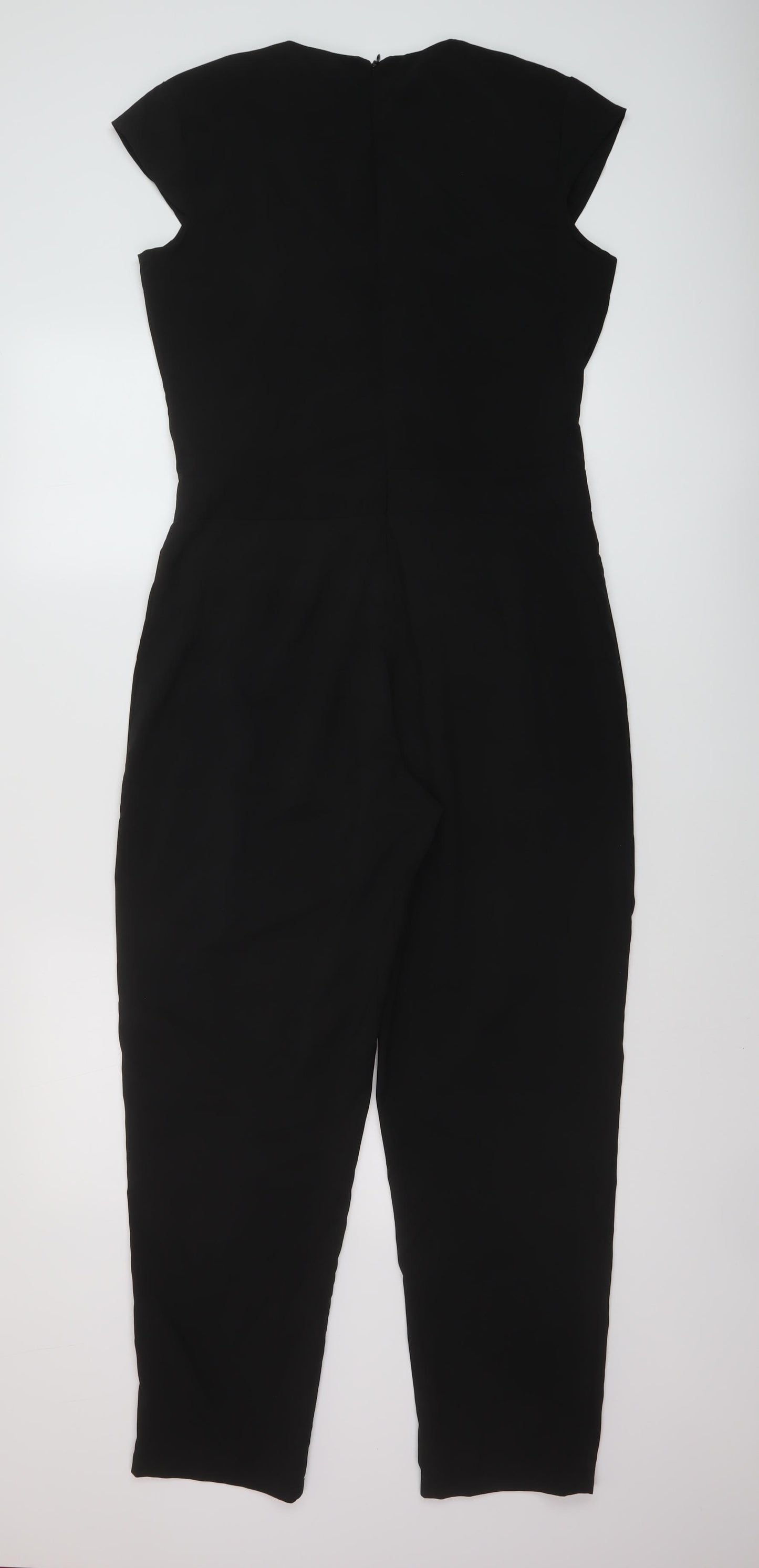 Boohoo Womens Black Polyester Jumpsuit One-Piece Size 12 Zip