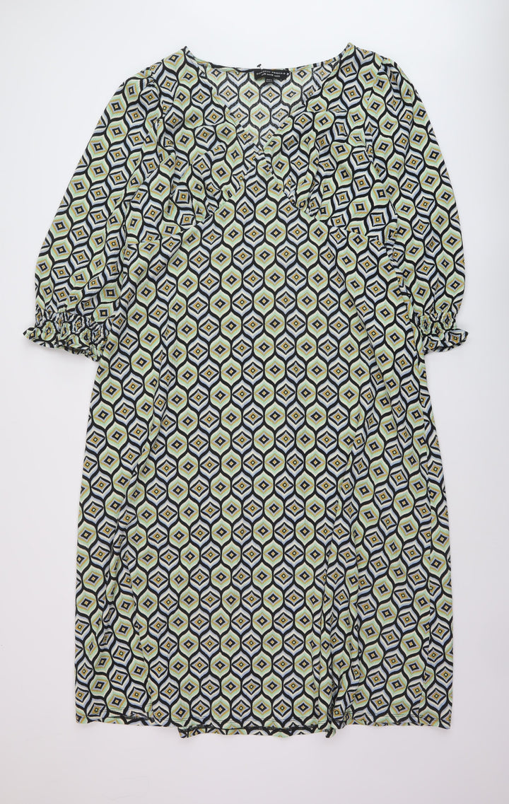 Dorothy Perkins Womens Multicoloured Geometric Polyester Sheath Size 20 V-Neck Pullover