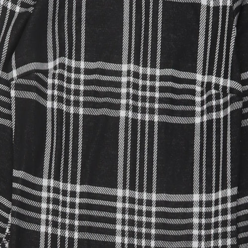 New Loo Womens Black Plaid Polyester Bodycon Size 12 Mock Neck Pullover