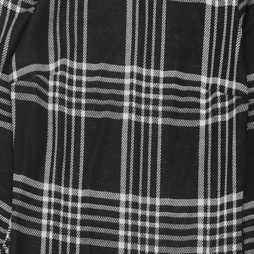 New Loo Womens Black Plaid Polyester Bodycon Size 12 Mock Neck Pullover