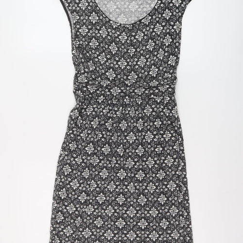 Boden Womens Black Geometric Modal A-Line Size 8 Scoop Neck Pullover