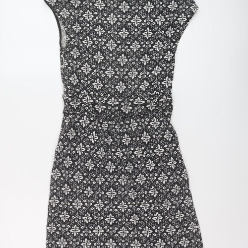 Boden Womens Black Geometric Modal A-Line Size 8 Scoop Neck Pullover