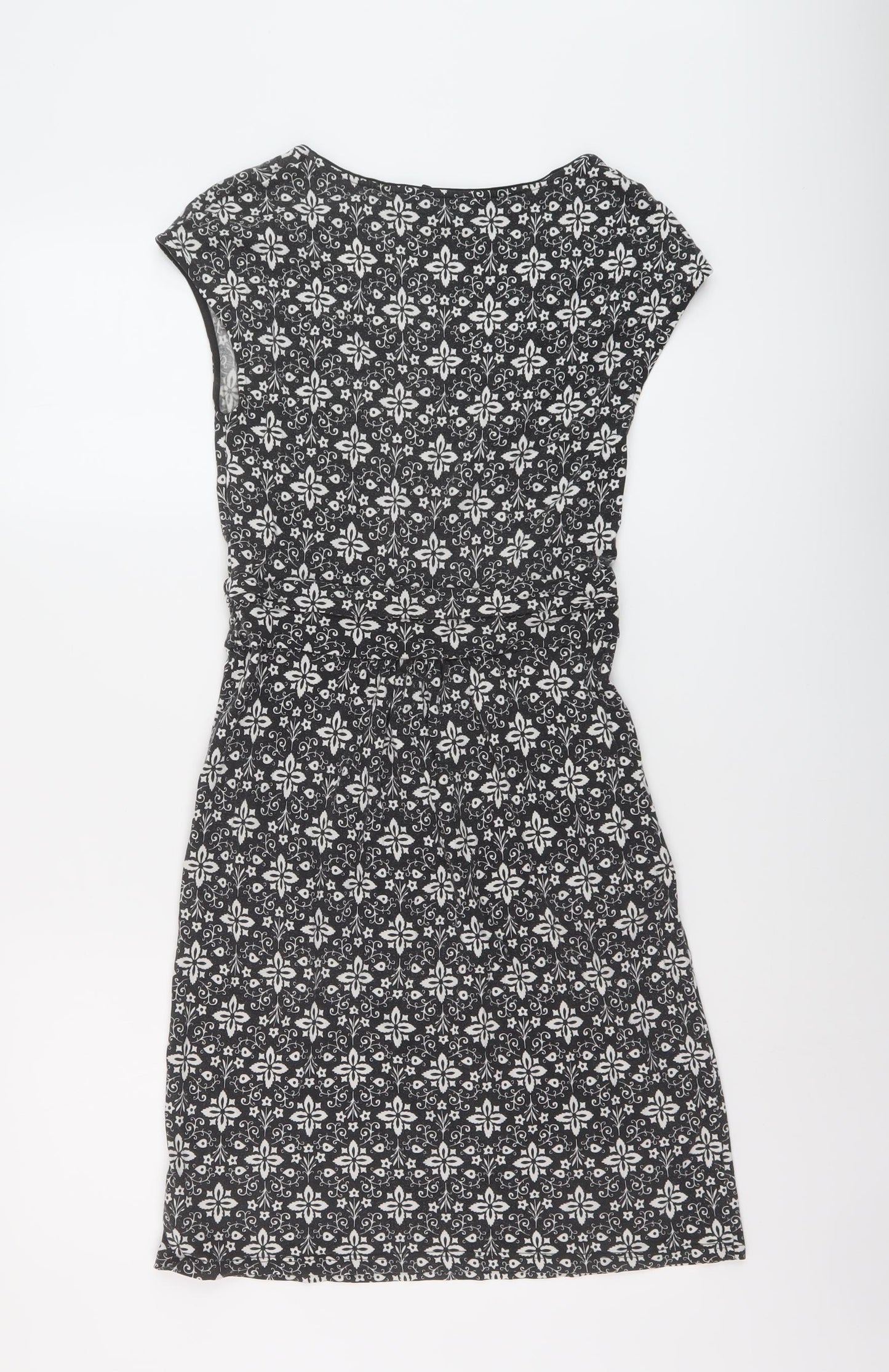 Boden Womens Black Geometric Modal A-Line Size 8 Scoop Neck Pullover