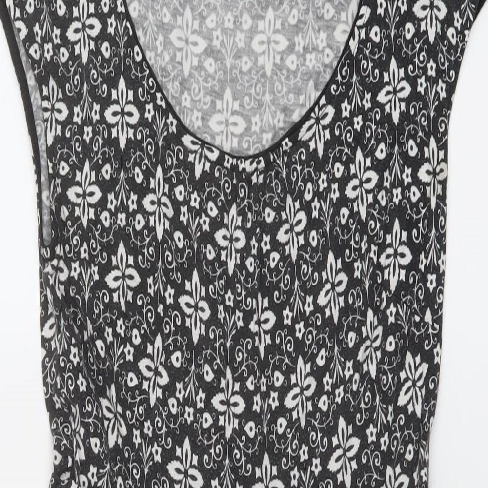 Boden Womens Black Geometric Modal A-Line Size 8 Scoop Neck Pullover