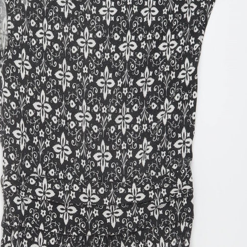 Boden Womens Black Geometric Modal A-Line Size 8 Scoop Neck Pullover