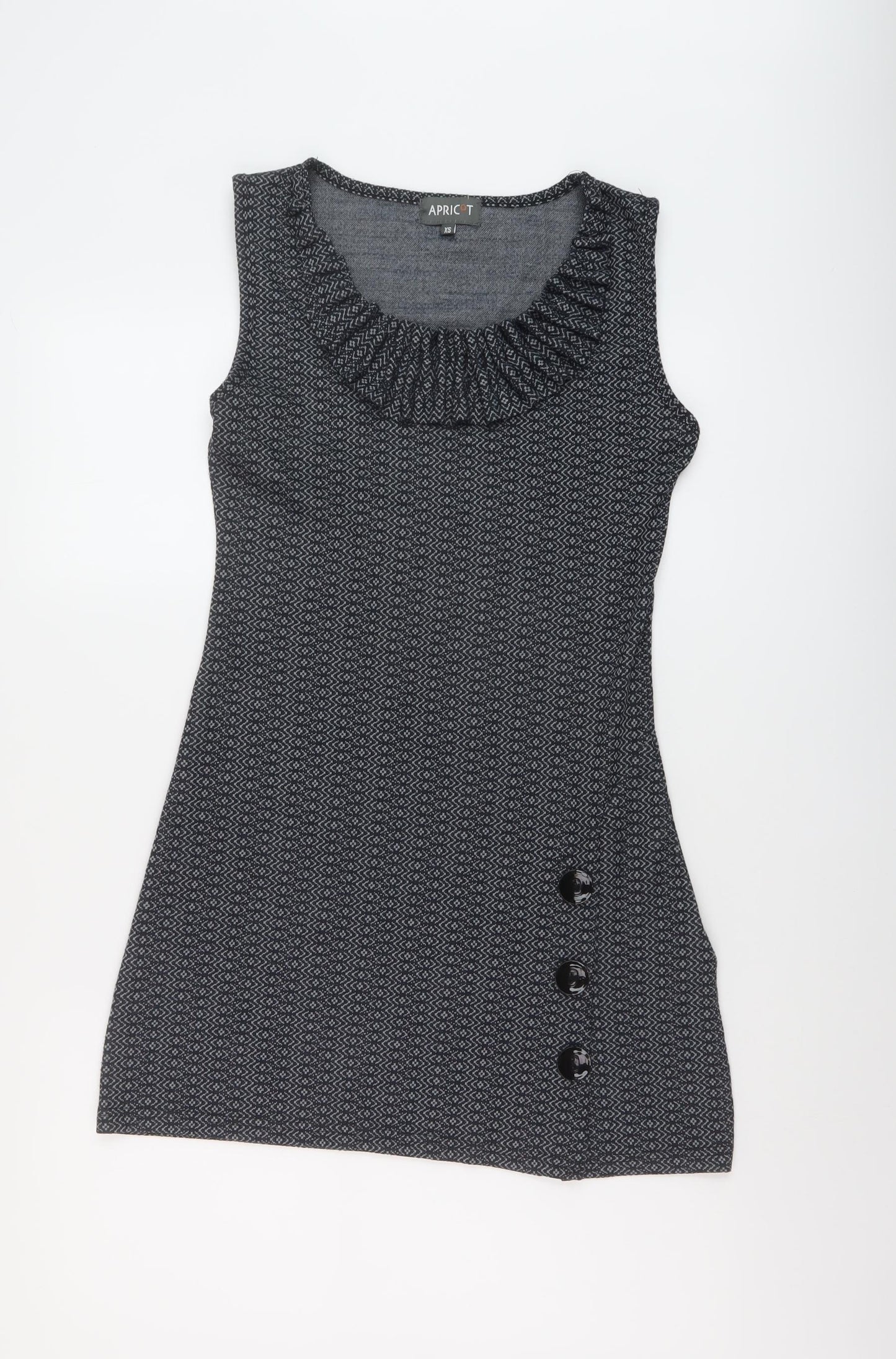 Apricot Womens Blue Geometric Polyester Mini Size XS Round Neck Pullover