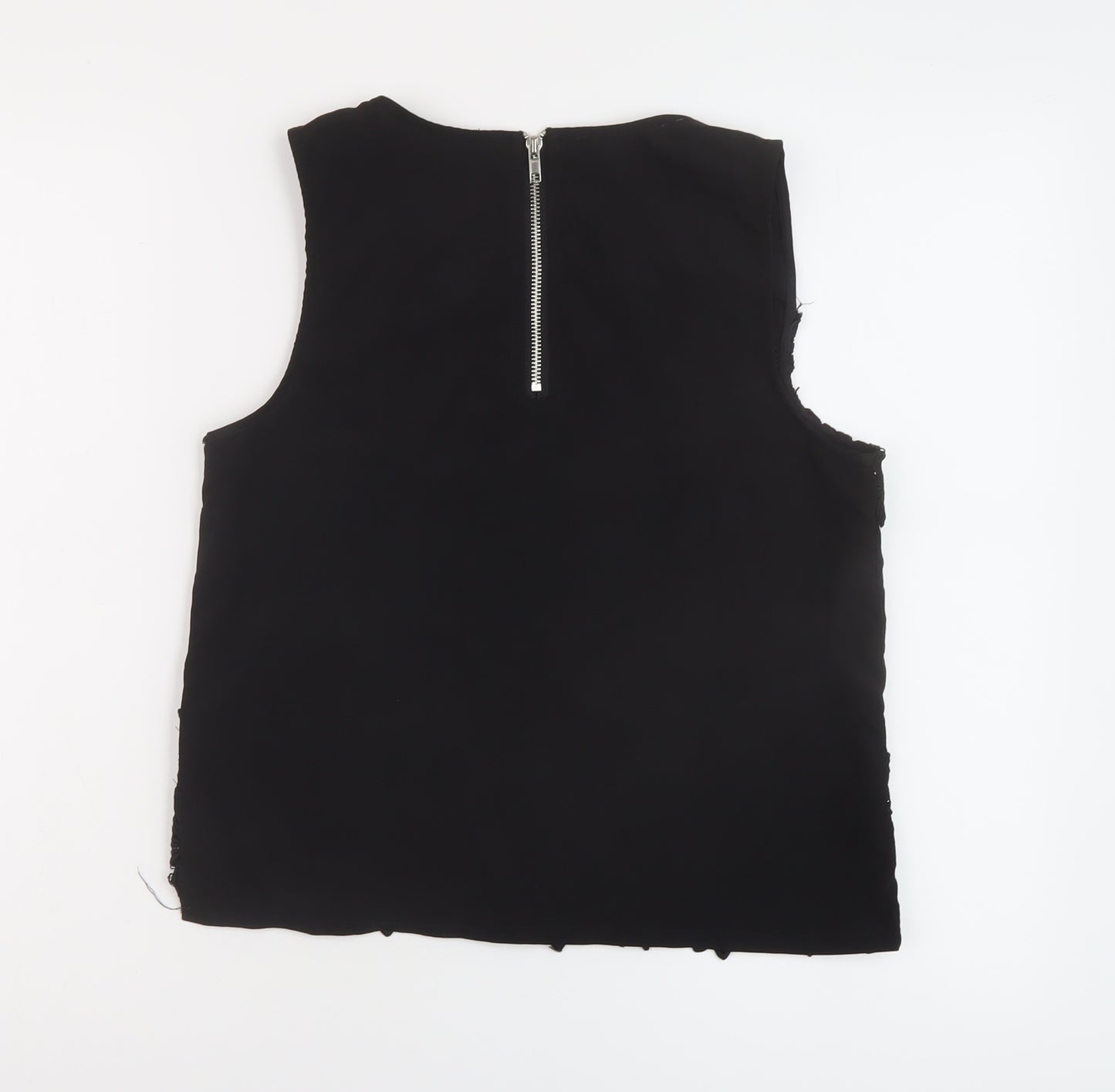 Parisian Collection Womens Black Polyester Basic Tank Size 10 Round Neck