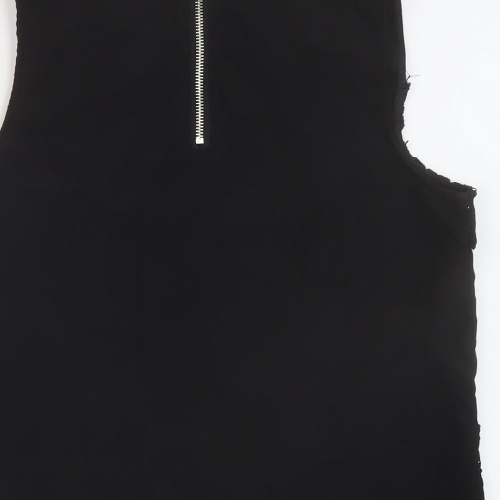 Parisian Collection Womens Black Polyester Basic Tank Size 10 Round Neck