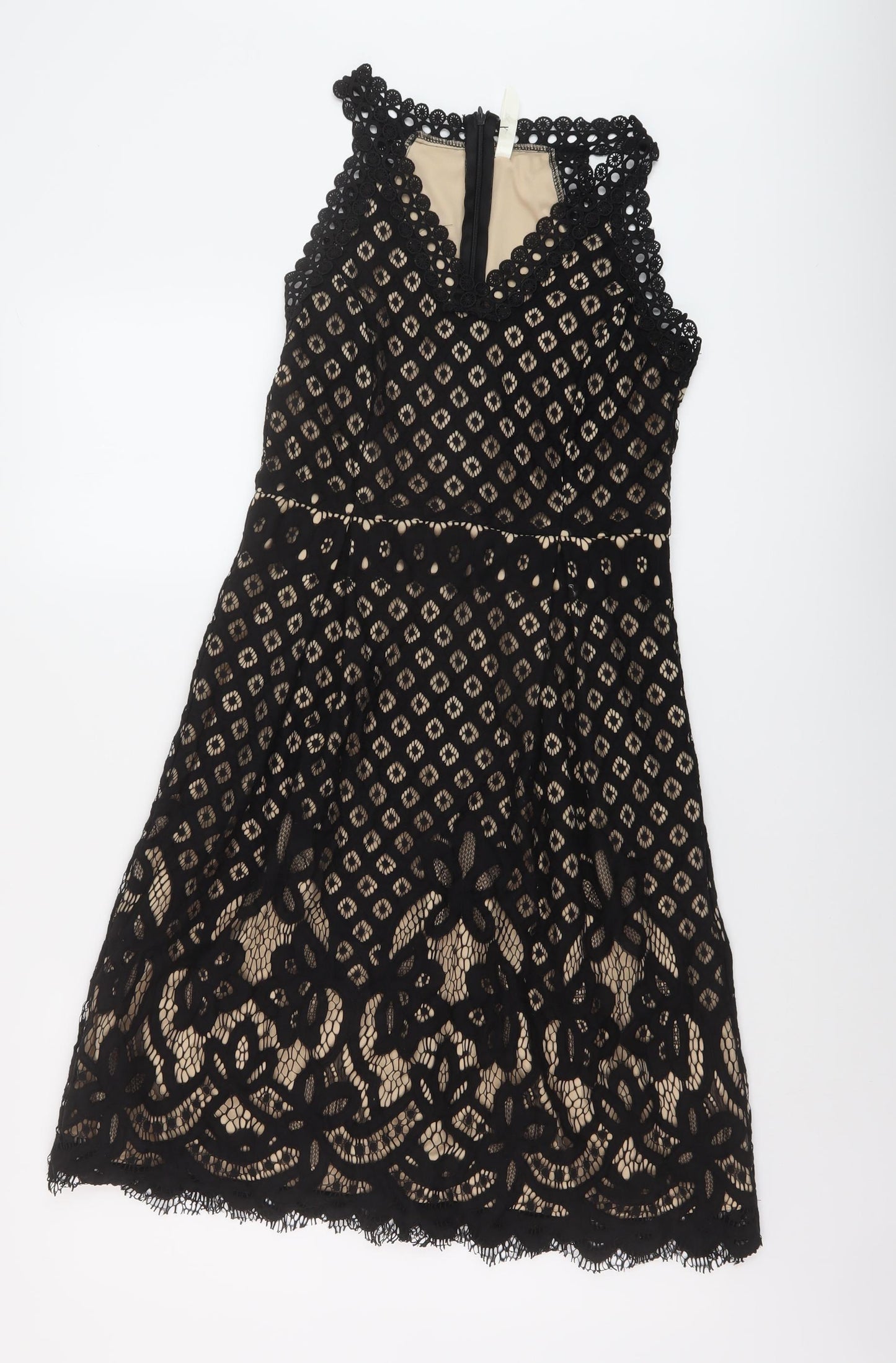 Stella Womens Black Nylon A-Line Size 10 V-Neck Zip