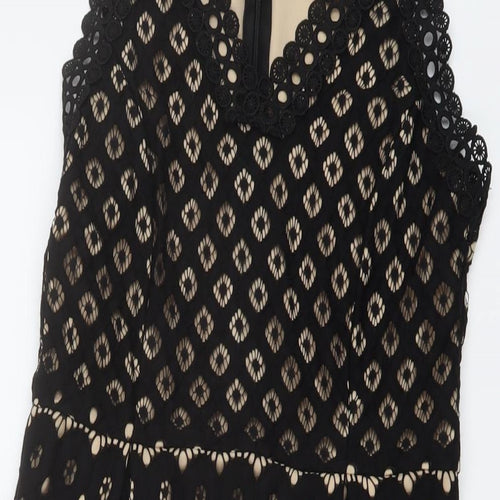 Stella Womens Black Nylon A-Line Size 10 V-Neck Zip