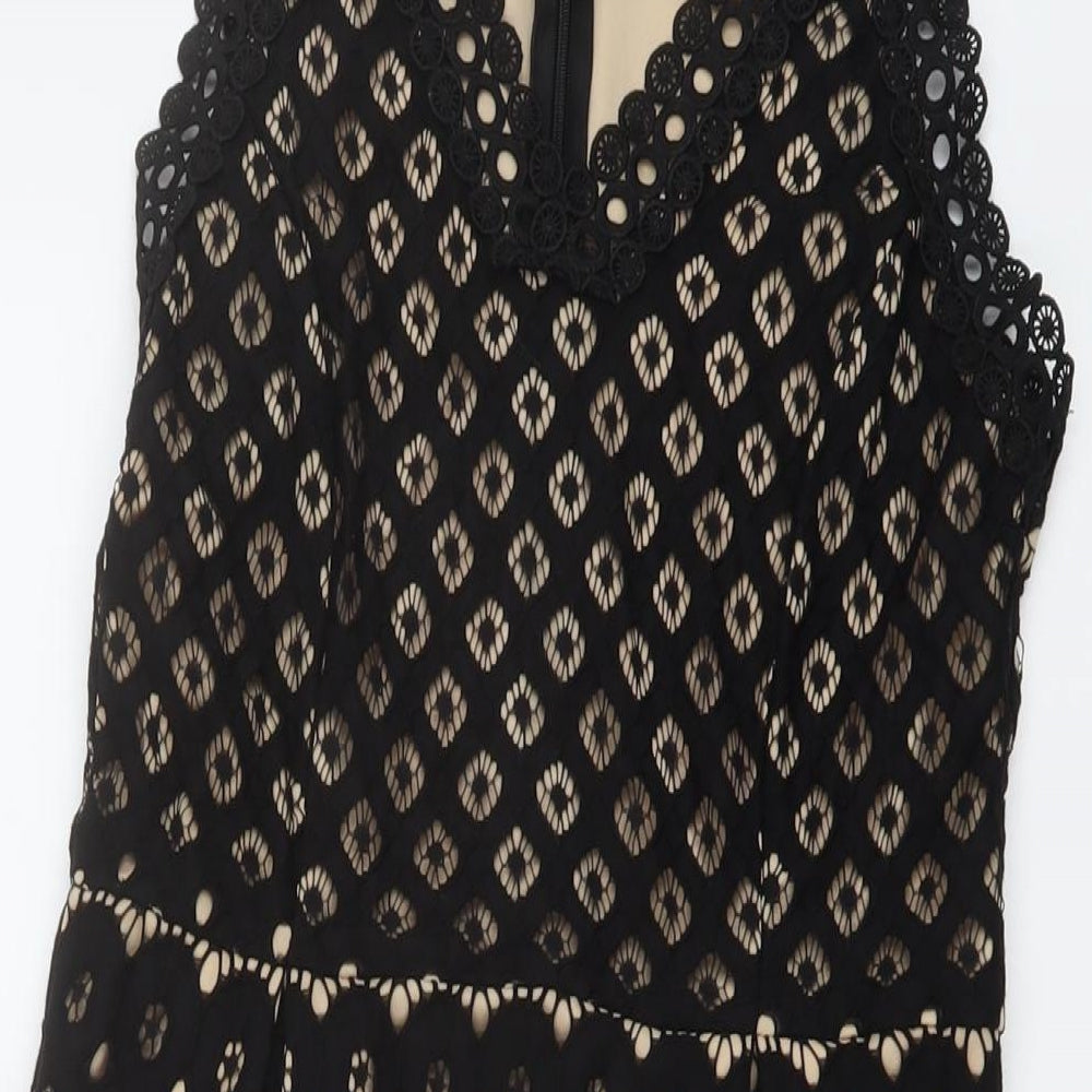 Stella Womens Black Nylon A-Line Size 10 V-Neck Zip