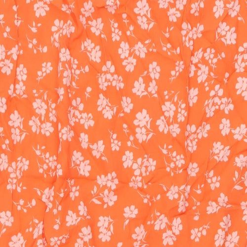 Marks and Spencer Womens Orange Geometric Viscose A-Line Skirt Size 16 Zip