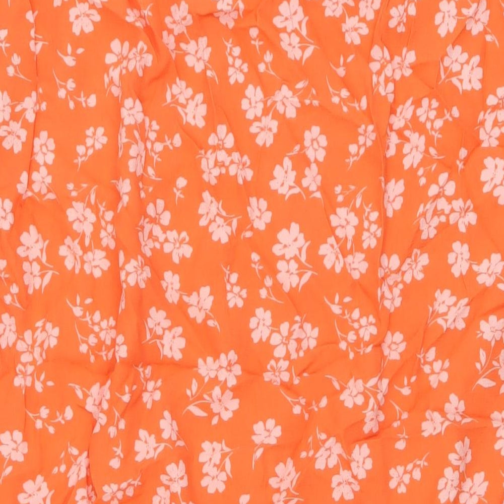 Marks and Spencer Womens Orange Geometric Viscose A-Line Skirt Size 16 Zip