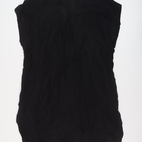 H&M Womens Black Viscose A-Line Size M Collared Button